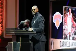 Carmelo Anthony joins basketball immortality with emotional Hall of Fame induction: ‘Had to write a new ending’